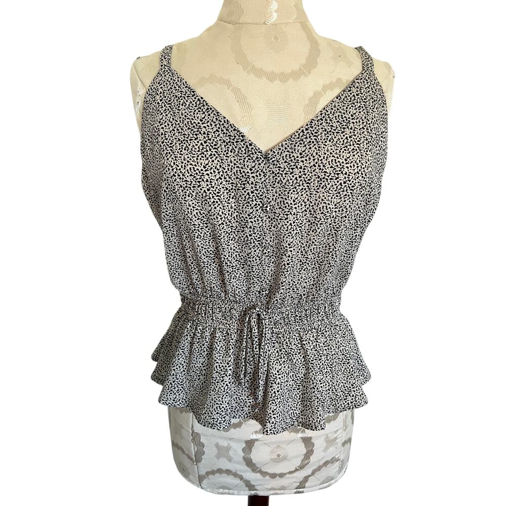 Sienna Sky Animal Print Sleeveless Ruched Waist Top Large